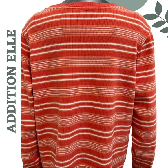 Addition Elle Ribbed Striped Long Sleeve Top 2X - Picture 7 of 8